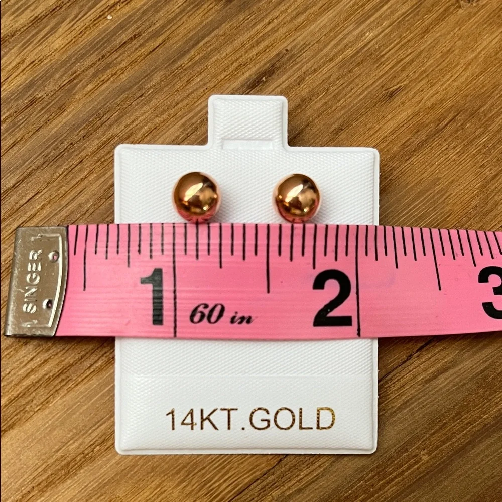 Authentic 14KT Rose Gold Ball Earrings - Picture 6 of 7